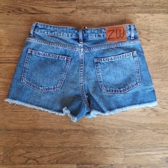 ZARA Woman Denim Skort Rhinestone Trim New 2 - Picture 2 of 9